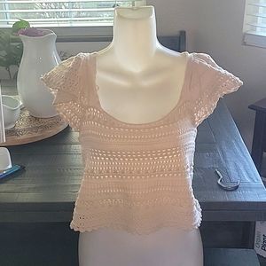 NWT Sincerely Jules Cream  Crochet Crop Top Sz M